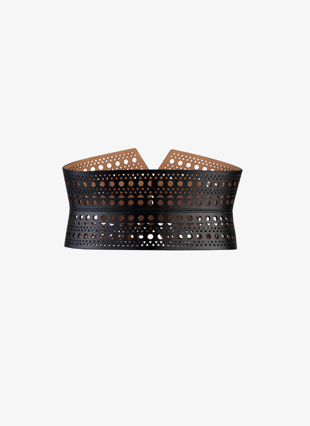 OPENWORK LEATHER CORSET BELT ALAÏA BLACK OPENWORK LEATHER CORSET BELT